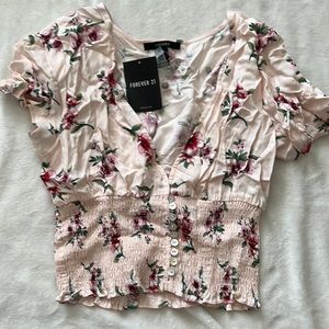 Blush Pink Floral Crop Top